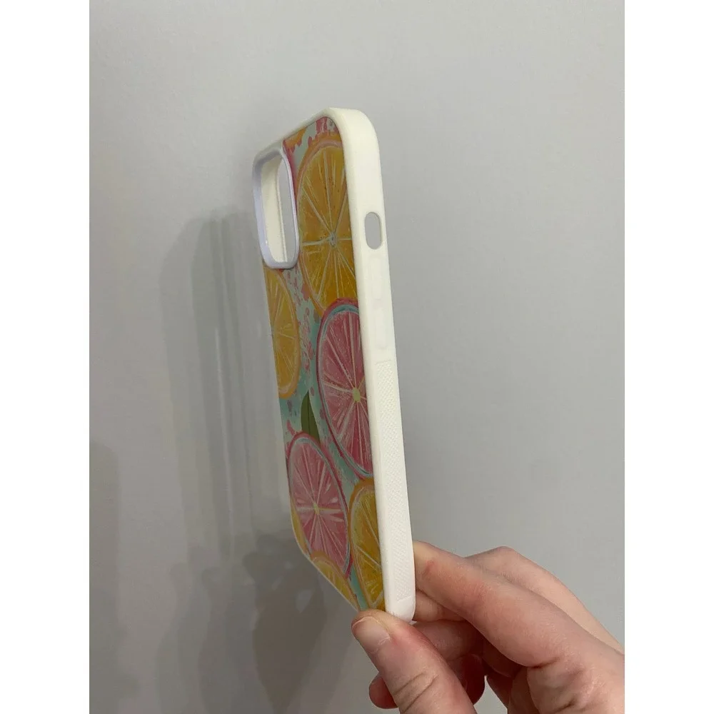 iPhone 12 Pro Max Case Unisex White Multicolor Citrus Fruit Print Watercolor